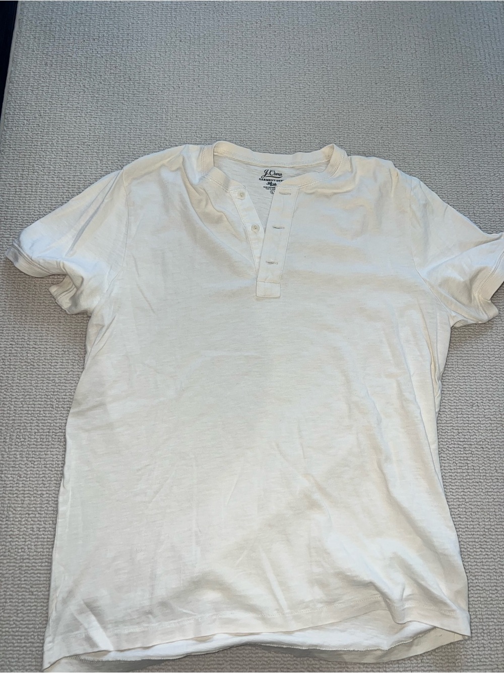 J. Crew White Short-Sleeve Henley Shirt